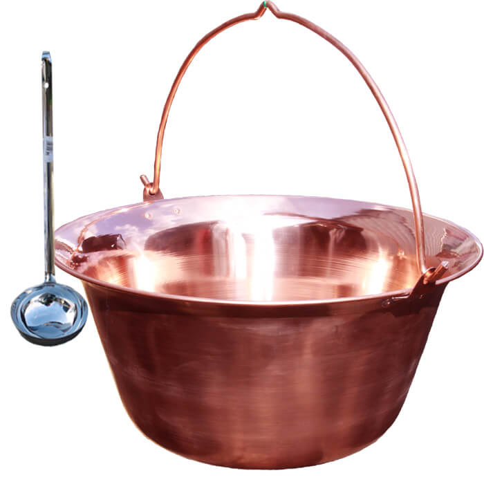 Měděný kotlík 30 L (1,2 mm) + nerezová naběračka