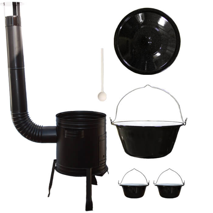 Smaltovaný kotlík 10 L (1,2 mm) + kovová kotlina 31 CLASSIC (KOV) + 2 smaltované servírovací kotlíky 0,8 L