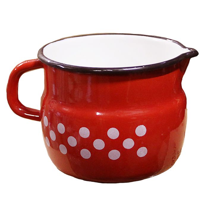Smaltovaný hrnek s výlevkou  1,5 L (tečky)