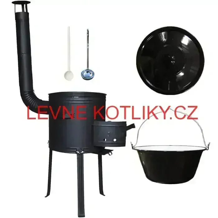 Smaltovaný kotlík 22 L (1,2 mm) + žáruvzdorná kotlina 42 cm Plus 700 + misky 12 ks + 2 x pepř na guláš 100 g