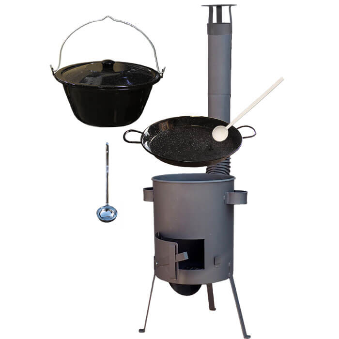 Smaltovaný kotlík 20 L + Paella smaltovaná pánev 46 cm + žáruvzdorná kotlina 42 PLUS 600 4 MM