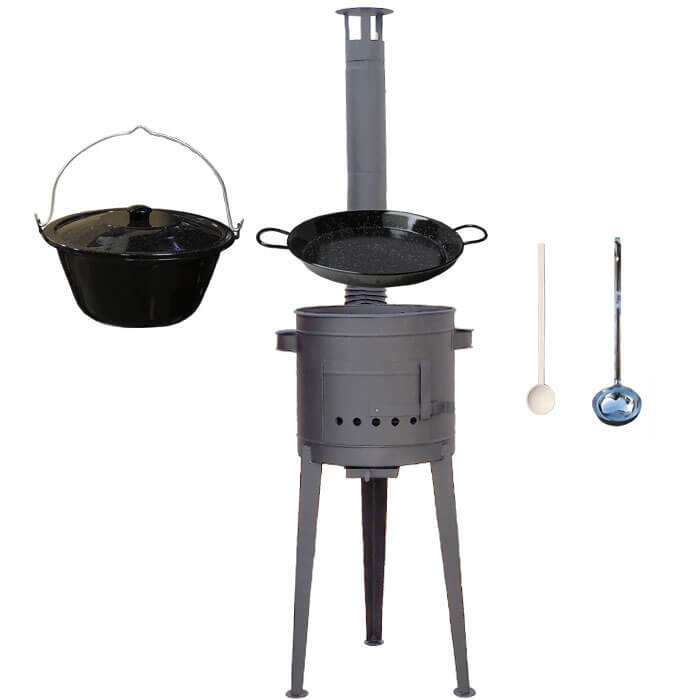 Smaltovaný kotlík 20 L (1,2 mm) + Paella smaltovaná pánev 46 cm + žáruvzdorná vysoká kotlina 42 PLUS 600