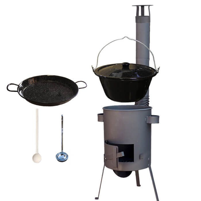 Smaltovaný kotlík 16 L + Paella smaltovaná pánev 42 cm + žáruvzdorná kotlina 39 PLUS 600 4 MM