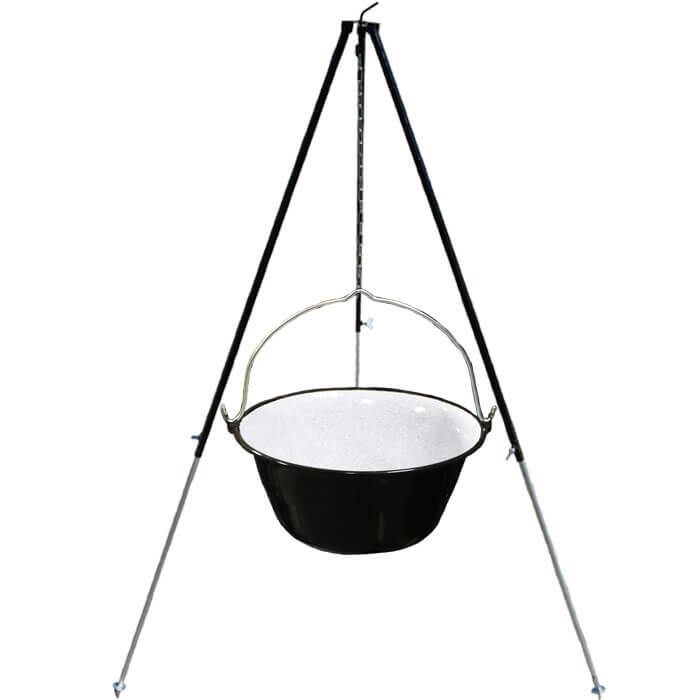 Smaltovaný kotlík 50 L + teleskopicka trojnožka 1,7 m