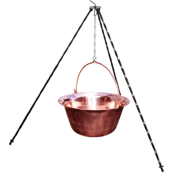 Měděný kotlík 14 L (1,2 mm) + trojnožka 1,2 m
