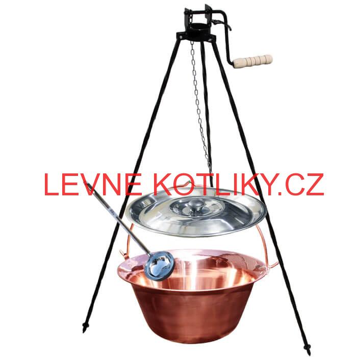Měděný kotlík 20 L + stojan s kladkou VAR