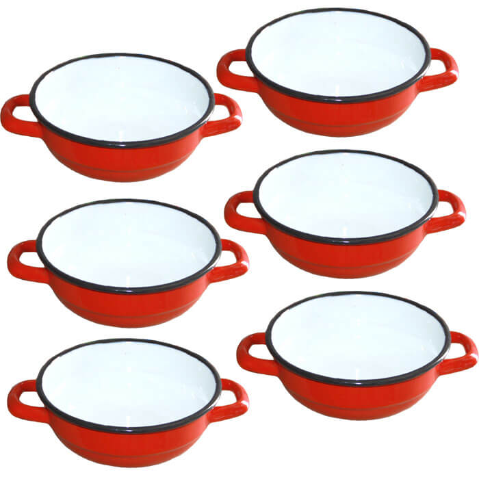 Souprava smaltovaných selských misek 18 cm 6 ks