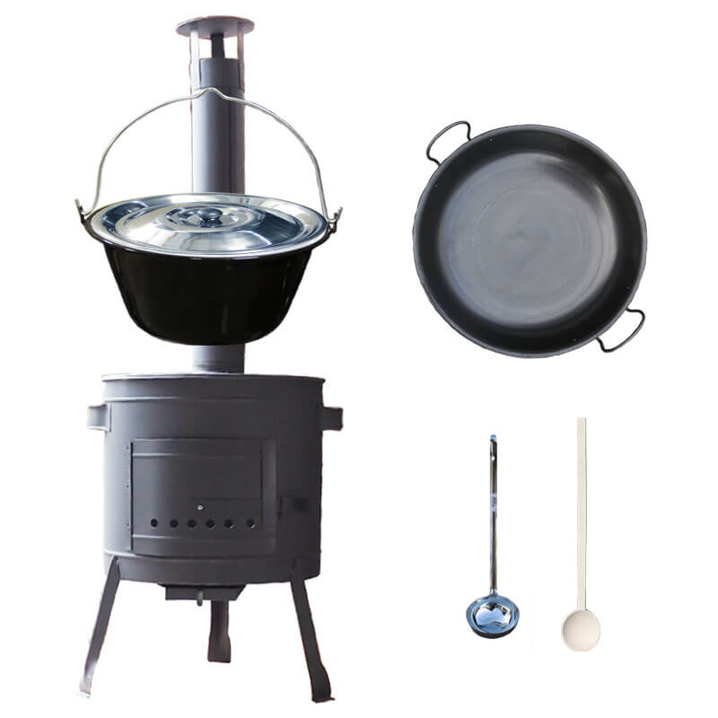 Smaltovaný kotlík 20 L (1,2 mm) + železná pánev 46 cm WOK + nízká žáruvzdorná kotlina 42 cm PLUS 600