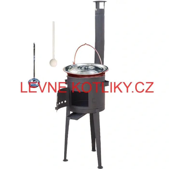 Měděný kotlík 20 L (1,2 mm) + vysoká žáruvzdorná kotlina (2,0 mm) HODO 42 cm PLUS 600 + vařečka + naběračka