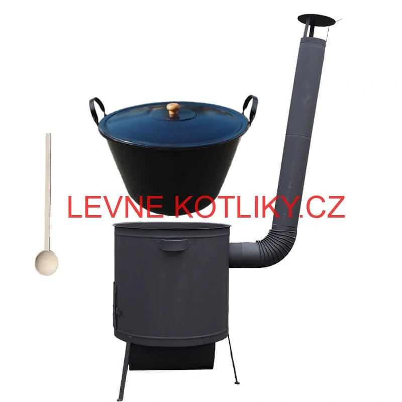 Smaltovaný kotel 70 L na zabijačku + žáruvzdorná kotlina 53 PLUS 600 4 MM + vařečka