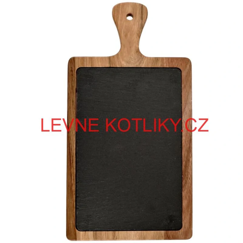 Servírovací podnos s břidlicovou deskou a rukojetí z akáciového dřeva 26 x 18 cm