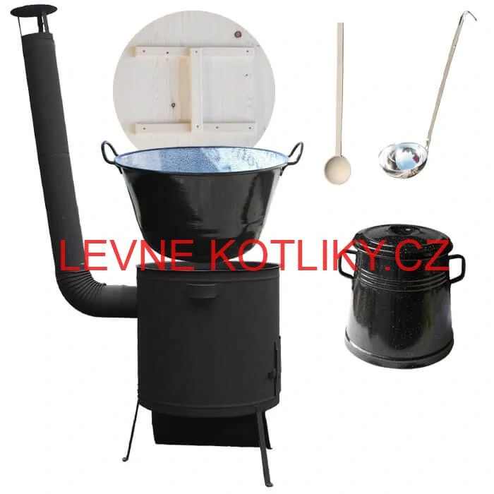Smaltovaný kotel 100 L + žáruvzdorná kotlina 60 PLUS 600 4 MM + nádoba na sádlo 10 L