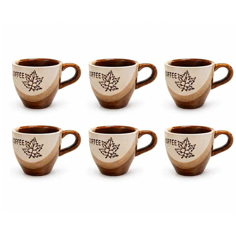 Sada keramických hrnků na kávu 100 ml 6 ks COFFEE