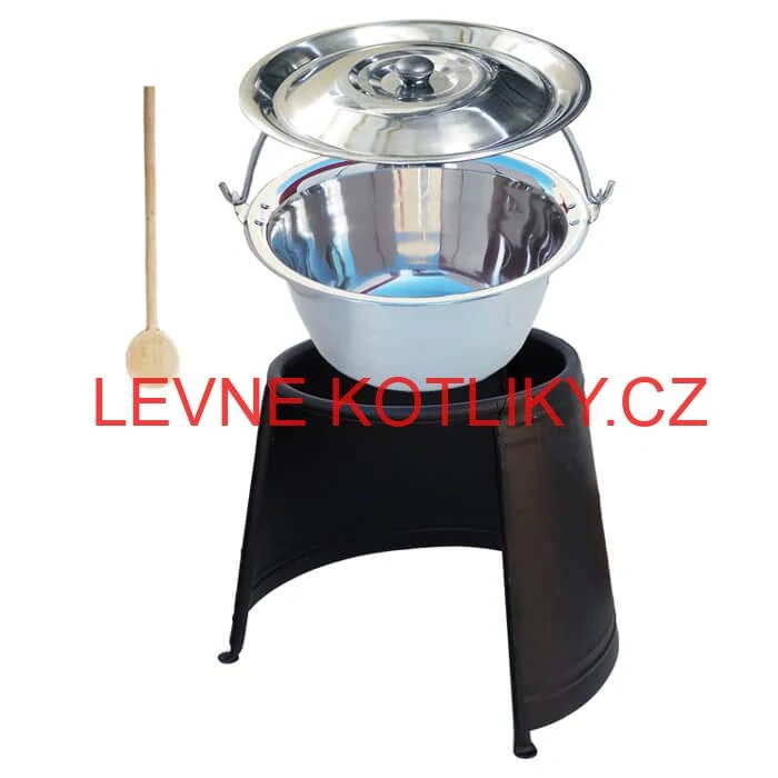 Nerezový kotlík 10 L (0,8 mm) + poklice + chránič plamene