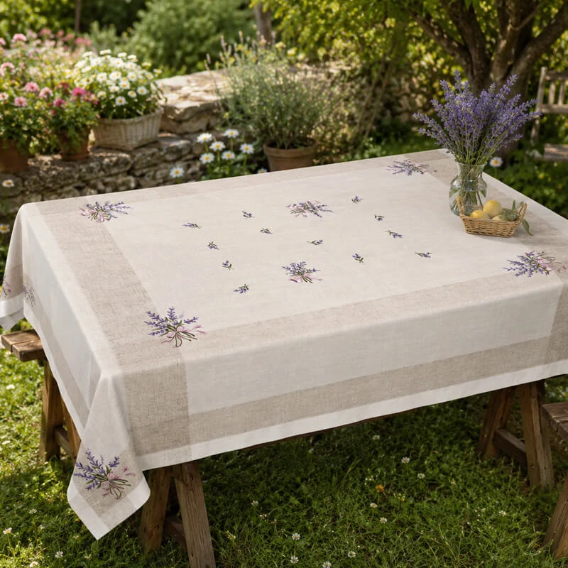 Hrubší textilní ubrus Levandule Provence 150 × 220 cm