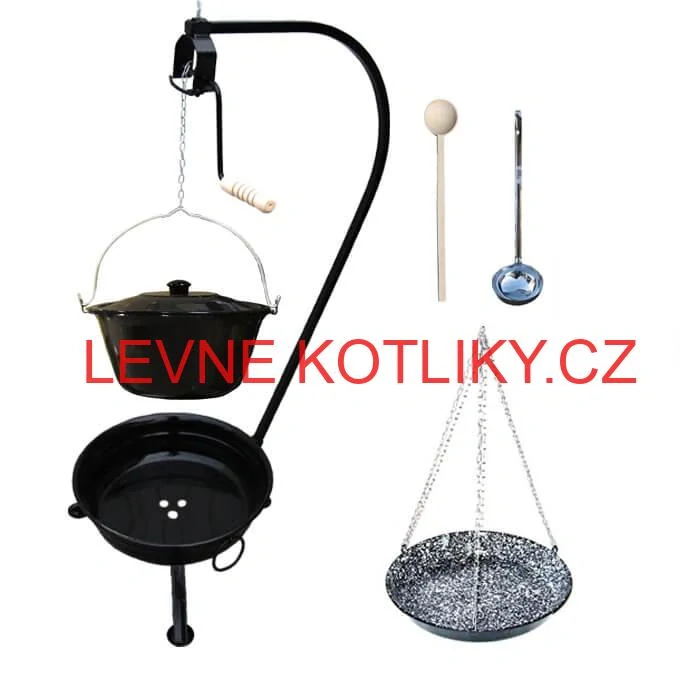 Smaltovaný kotlík 30 L (1,2 mm) + smaltovaná pánev + přenosné ohniště