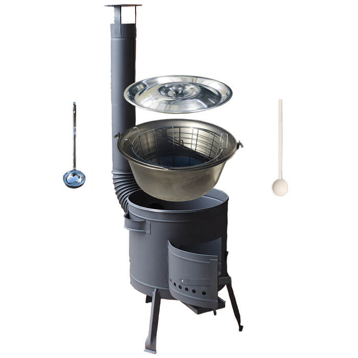 Železný kotlík 30 L (0,75 mm) + drátěný koš + žáruvzdorná kotlina 45 PLUS 600