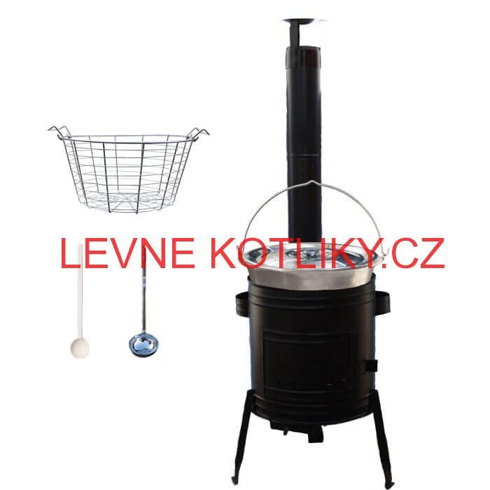 Nerezový kotlík 20 L (1,5 mm) + drátěný koš + kovová kotlina 42 Easy party (KOV)