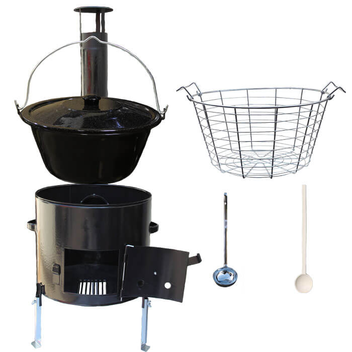 Smaltovaný kotlík 30 L (1,2 mm) + drôtený kôš + smaltovaná kotlina 45 Easy party (SMALT)