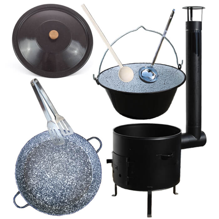 Smaltovaná pánev 42 cm + kovová kotlina GRILL MIX