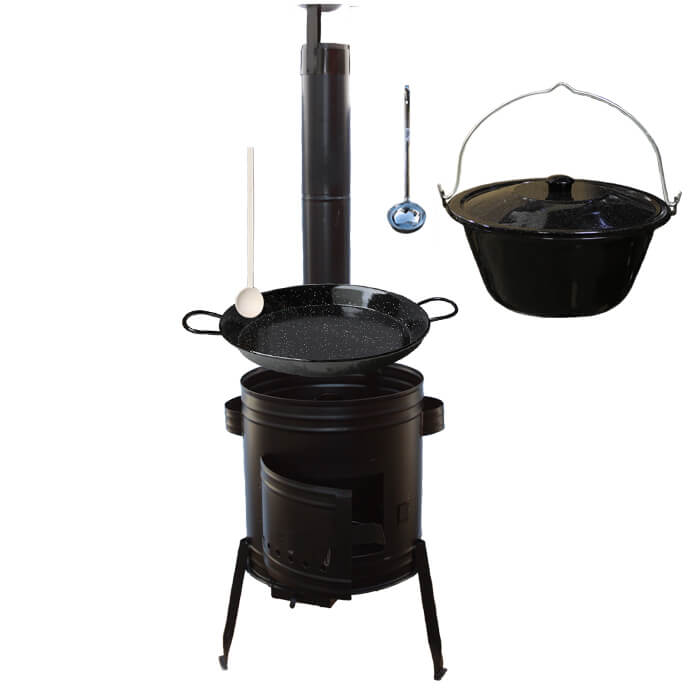 Paella smaltovaná pánev 34 cm se smaltovaným kotlíkem 8 L (1,2 mm) a kotlinou