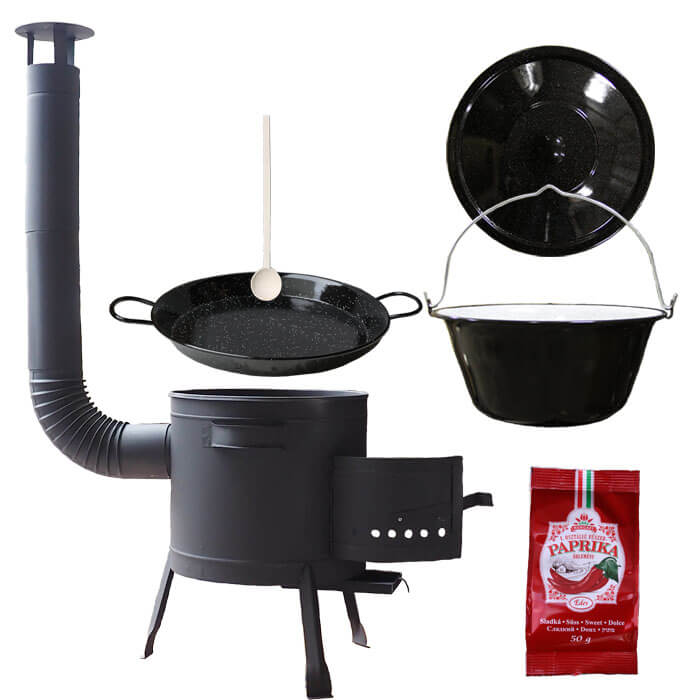 Smaltovaný kotlík 13 L + Paella smaltovaná pánev + nízká žáruvzdorná kotlina 36 cm PLUS 600
