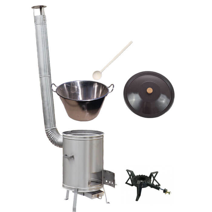 Zabijačkový nerezový kotel 60 L + nerezová kotlina 53 cm + hořák 7 kW