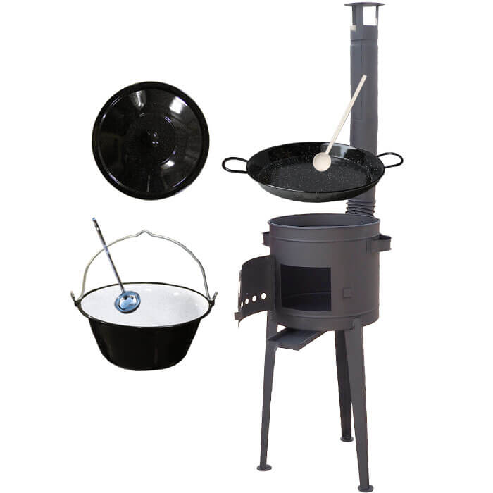Smaltovaný kotlík 20 L (1,2 mm) + Paella smaltovaná pánev 46 cm + žáruvzdorná vysoká kotlina 42 PLUS 600