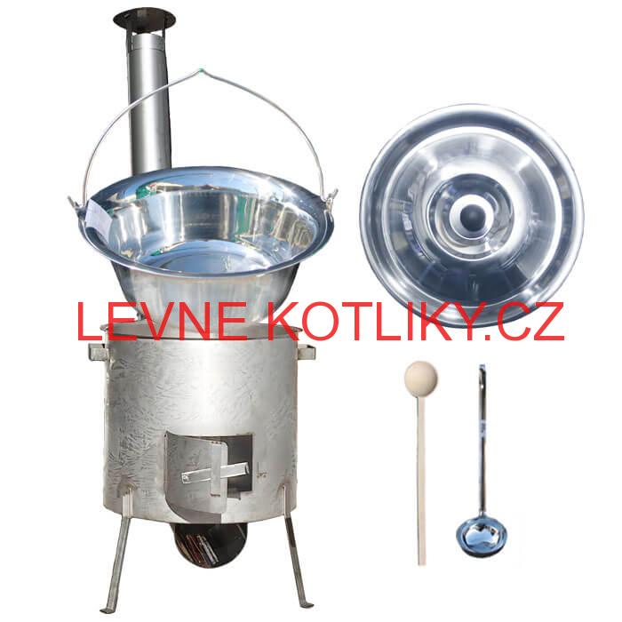 Nerezový kotlík 30 L (1,2 mm) + Vysoká Nerezová kotlina 45 cm ze zesíleným dnem (1,5 mm) KOMFORT