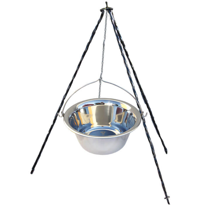 Nerezový kotlík (INOX 0,8 mm) 22 L + trojnožka 1,2 m