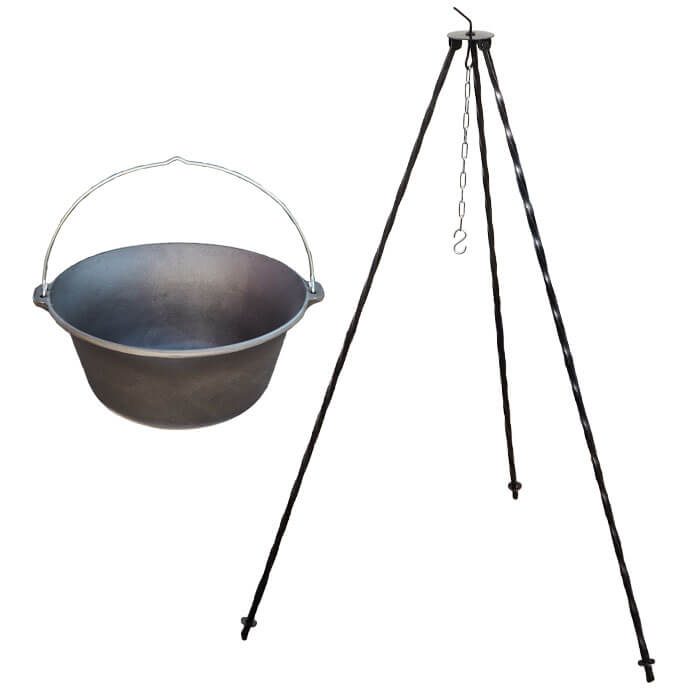 Litinový kotlík 16 L + trojnožka 1,2 m