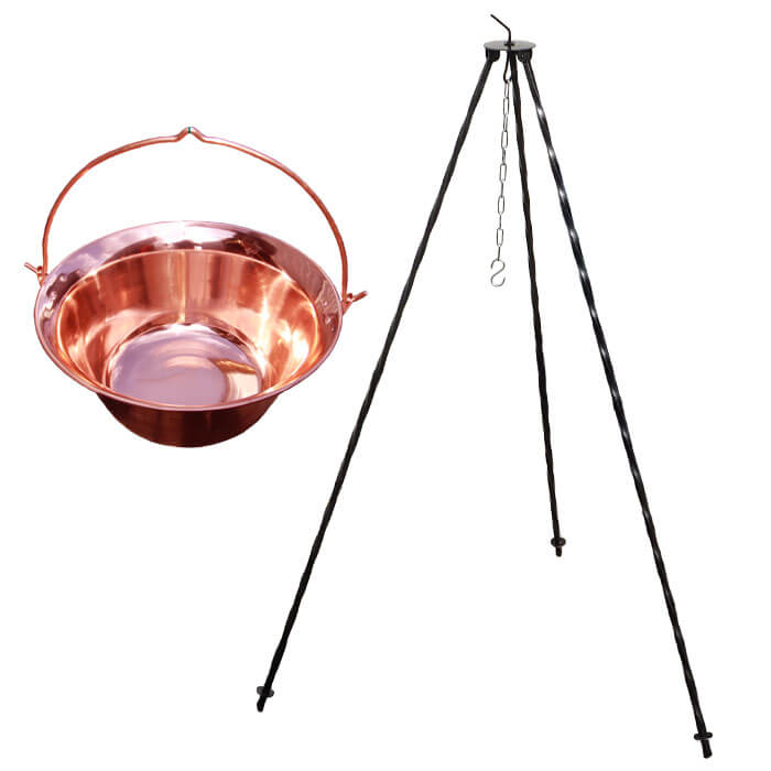 Měděný kotlík 14 L (1,2 mm) + trojnožka 1,2 m