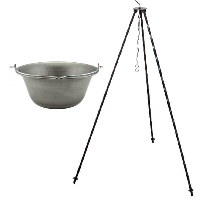 Železný kotlík 10 L (0,75 mm) + trojnožka 1 m