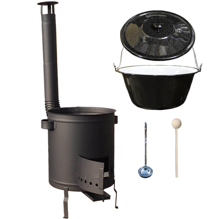 Smaltovaný kotlík 13 L (1,2 mm) + hrubostěnná (1,5 mm) a žáruvzdorná kotlina 36 PLUS 600