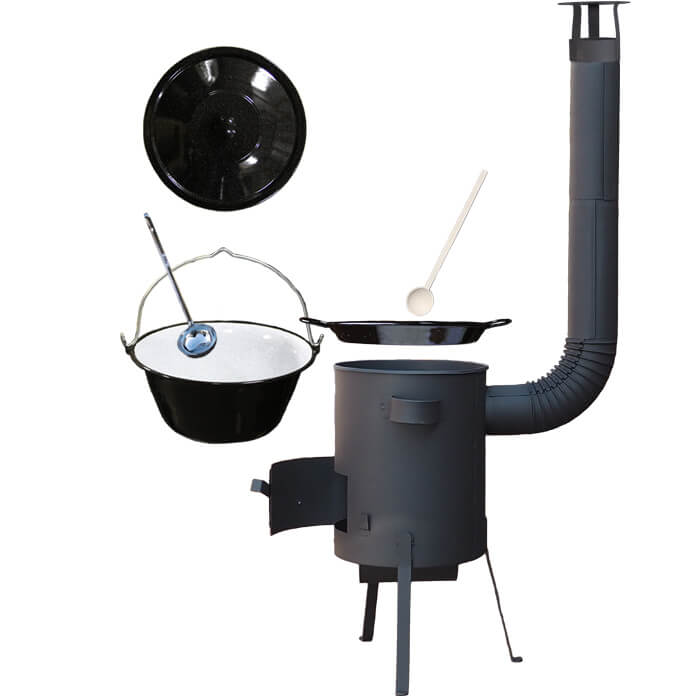 Smaltovaný kotlík 13 L + Paella pánev 38 cm + žáruvzdorná kotlina 36 PLUS 600 4 MM