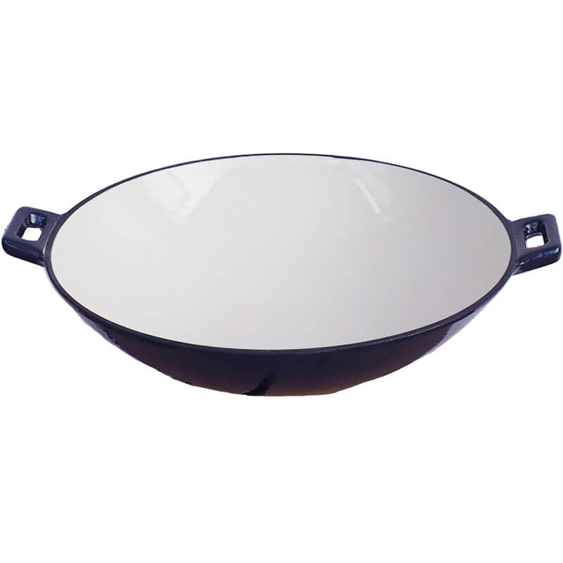 Litinový wok – smaltovaný povrch 37 cm