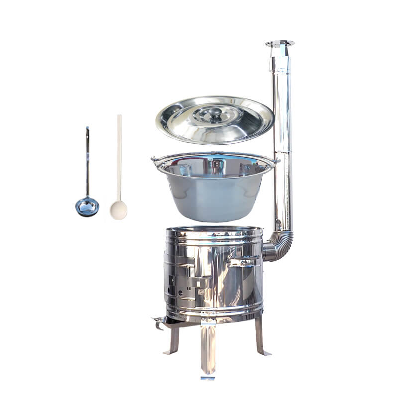 Nerezový kotlík 15 L (0,8 mm) zesílený s nýty + nerezová kotlina 36 cm TOP INOX