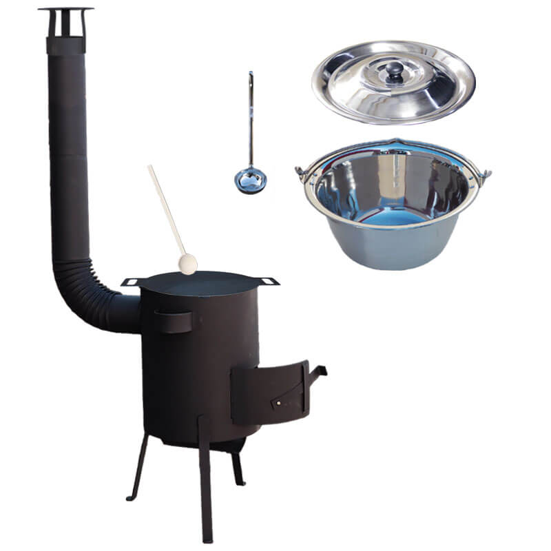 Nerezový kotlík 20 L (1,2 mm) INOX + železná pánev 44 cm UNI + kotlina 42 cm PLUS 600 4 MM