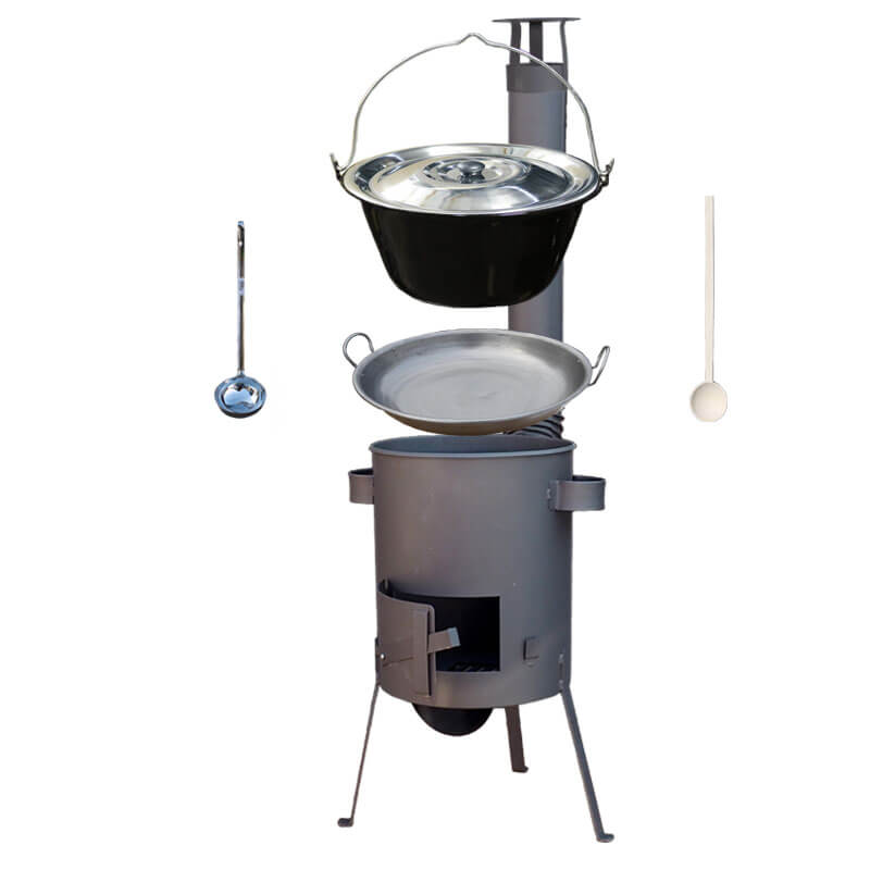 Smaltovaný kotlík 25 L (1,2 mm) + železná pánev 46 cm WOK + žáruvzdorná kotlina 36 PLUS 600 4 MM