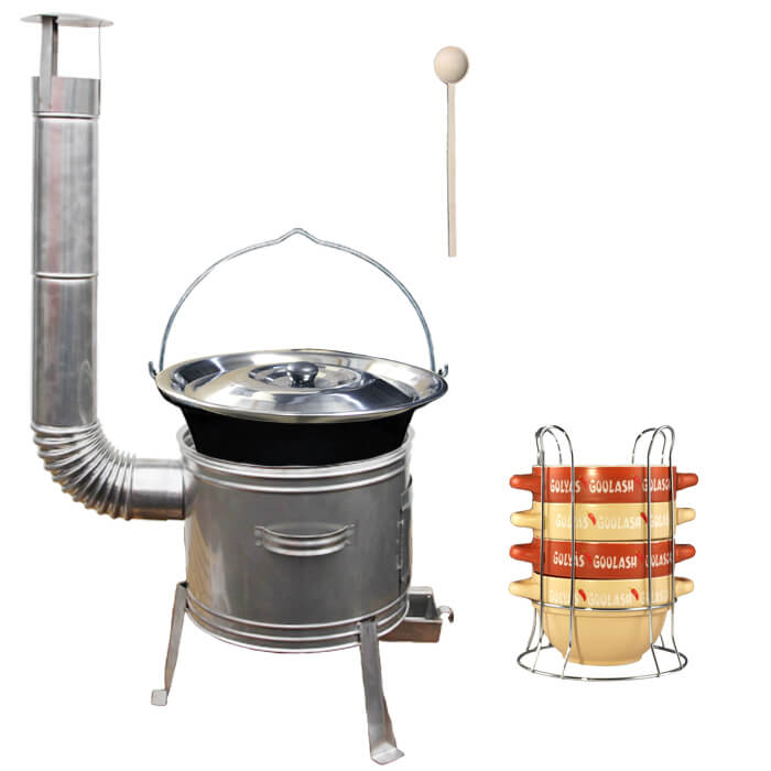 Smaltovaný kotlík 22 L (1,2 mm) + misky na guláš 4 ks + nerezová kotlina 42 cm TOPLUX