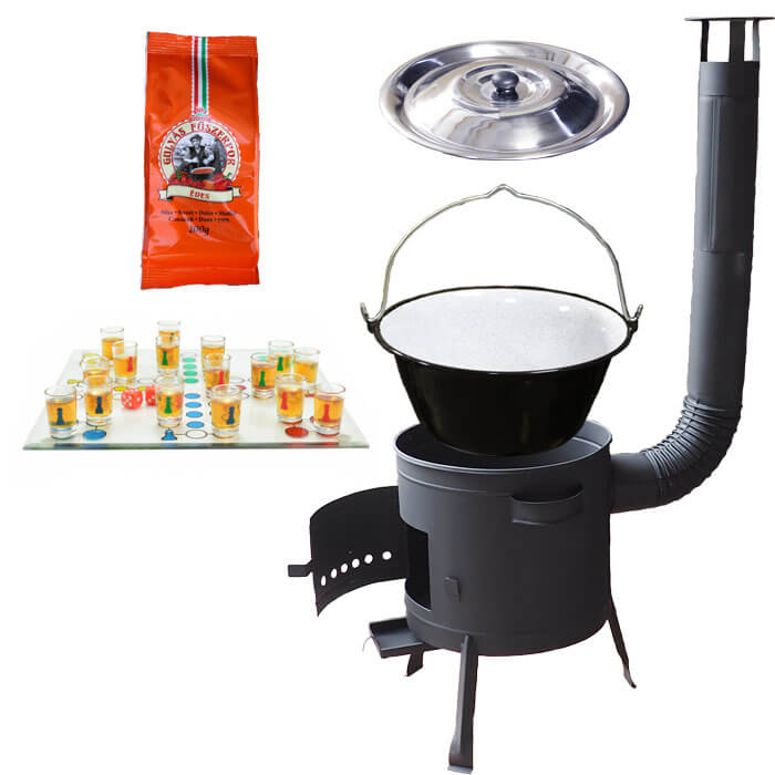 Smaltovaný kotlík 25 L (1,2 mm) + pepř + člověče pi už + nízká žáruvzdorná kotlina 42 PLUS 600
