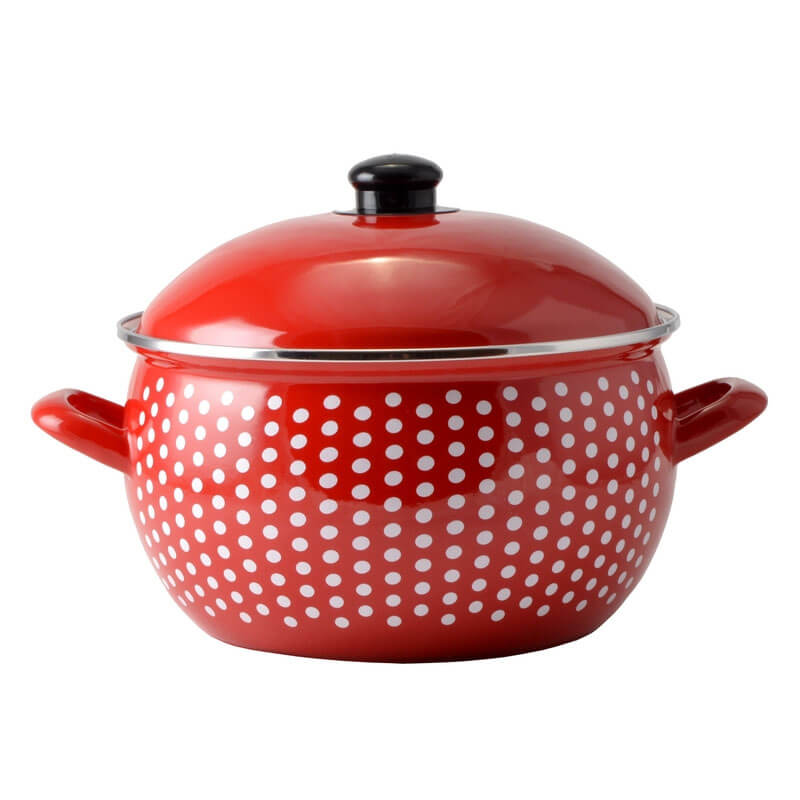 Smaltovaný hrnec 2 l červený 16 cm (tečkovaný)