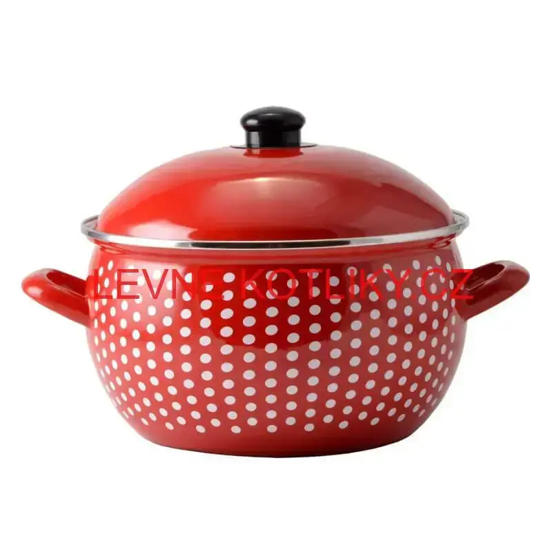 Smaltovaný hrnec 3,8 l červený 18 cm (tečkovaný)