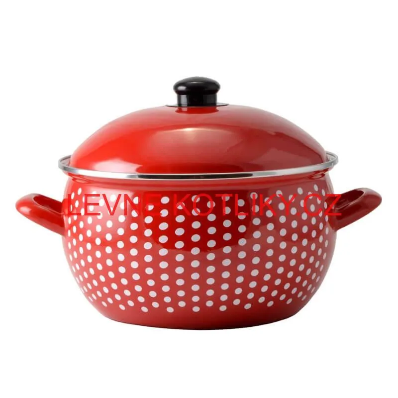 Smaltovaný hrnec 6 l červený 24 cm (tečkovaný)