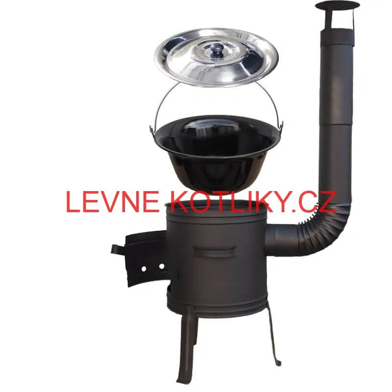 Smaltovaný kotlík 11 L BLACK + nerezová poklice INOX + žáruvzdorná kotlina 33 cm Plus 700