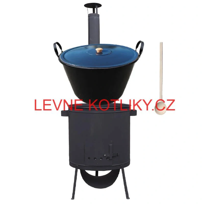 Smaltovaný kotel 70 L na zabijačku + žáruvzdorná kotlina 53 PLUS 600 4 MM + vařečka