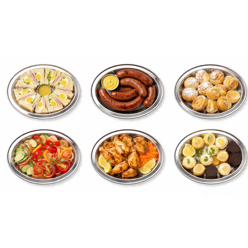 Nerezové podnosy pro catering - set 6 ks (45,5cm) - Servíruj s jistotou a stylem