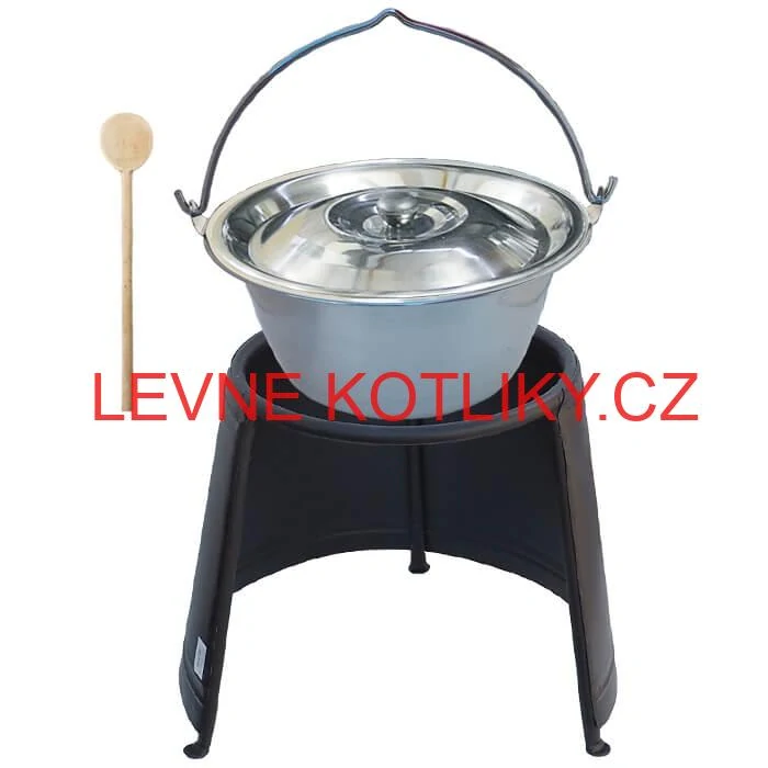 Nerezový kotlík 10 L (0,8 mm) + poklice + chránič plamene