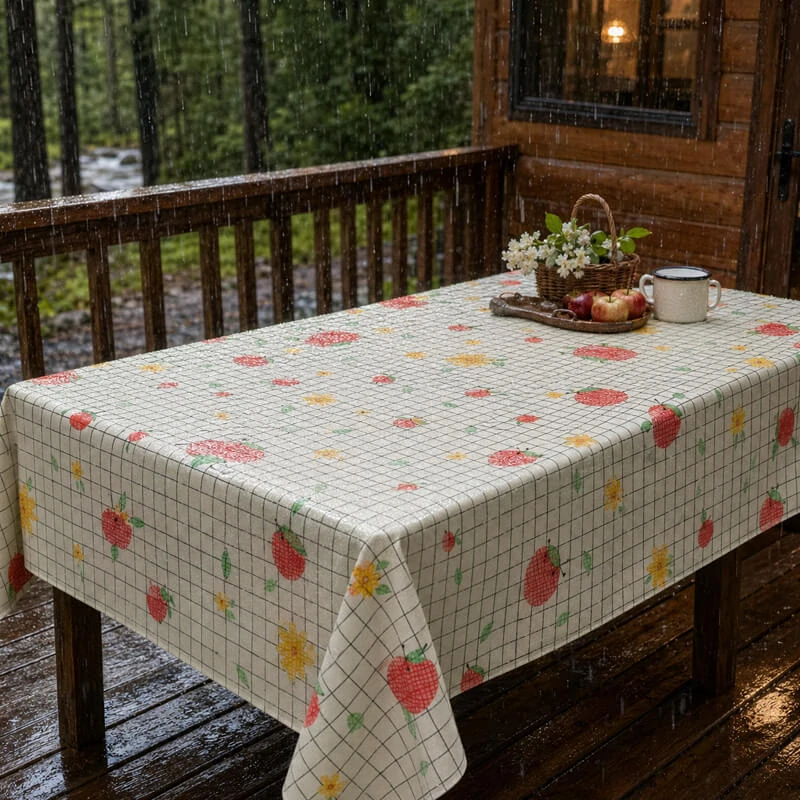 Omyvatelný ubrus Jablka a květiny 137 × 183 cm