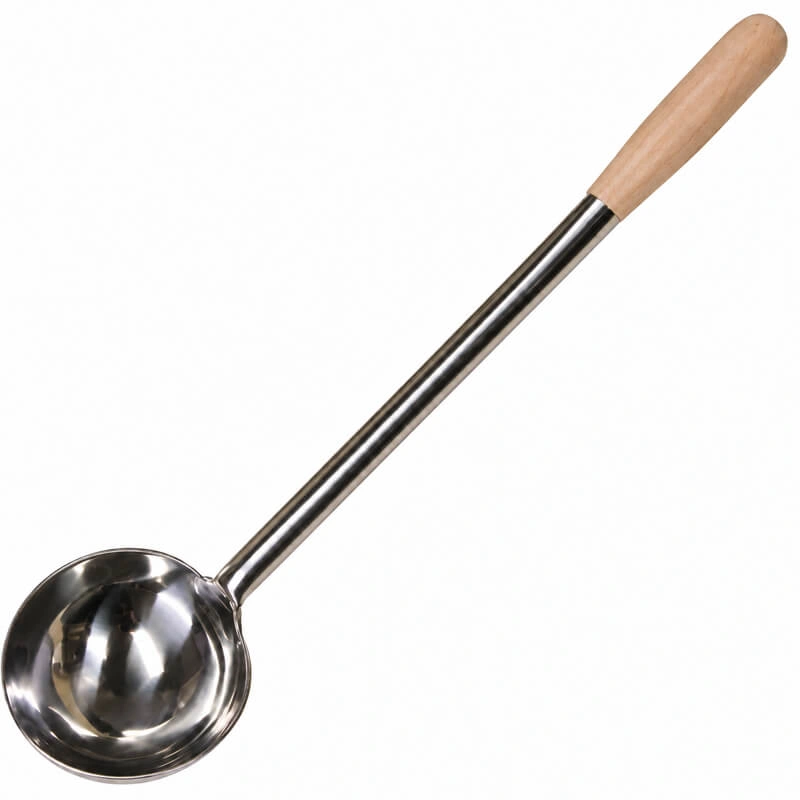 Nerezová naběračka 250 ml s dřevěnou rukojetí – 51,5 cm